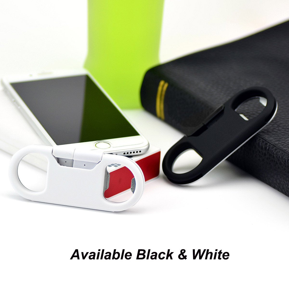 iPhone Lightning Keychain Charging Cable — Carabiner Bottle Opener Short Cable Gift, Black