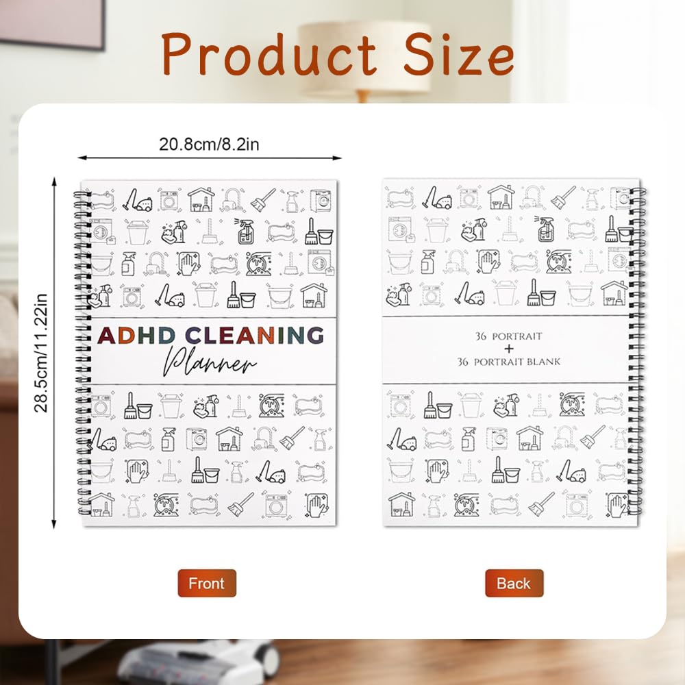 ADHD-Friendly Cleaning Planner – Undated Daily, Weekly & Monthly Home Organizer with Chore Chart & Habit Tracker