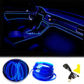 Blue EL Wire Car Interior Neon Strip Lights 2M — USB 5V with Fuse Protection for Dashboard & Trim