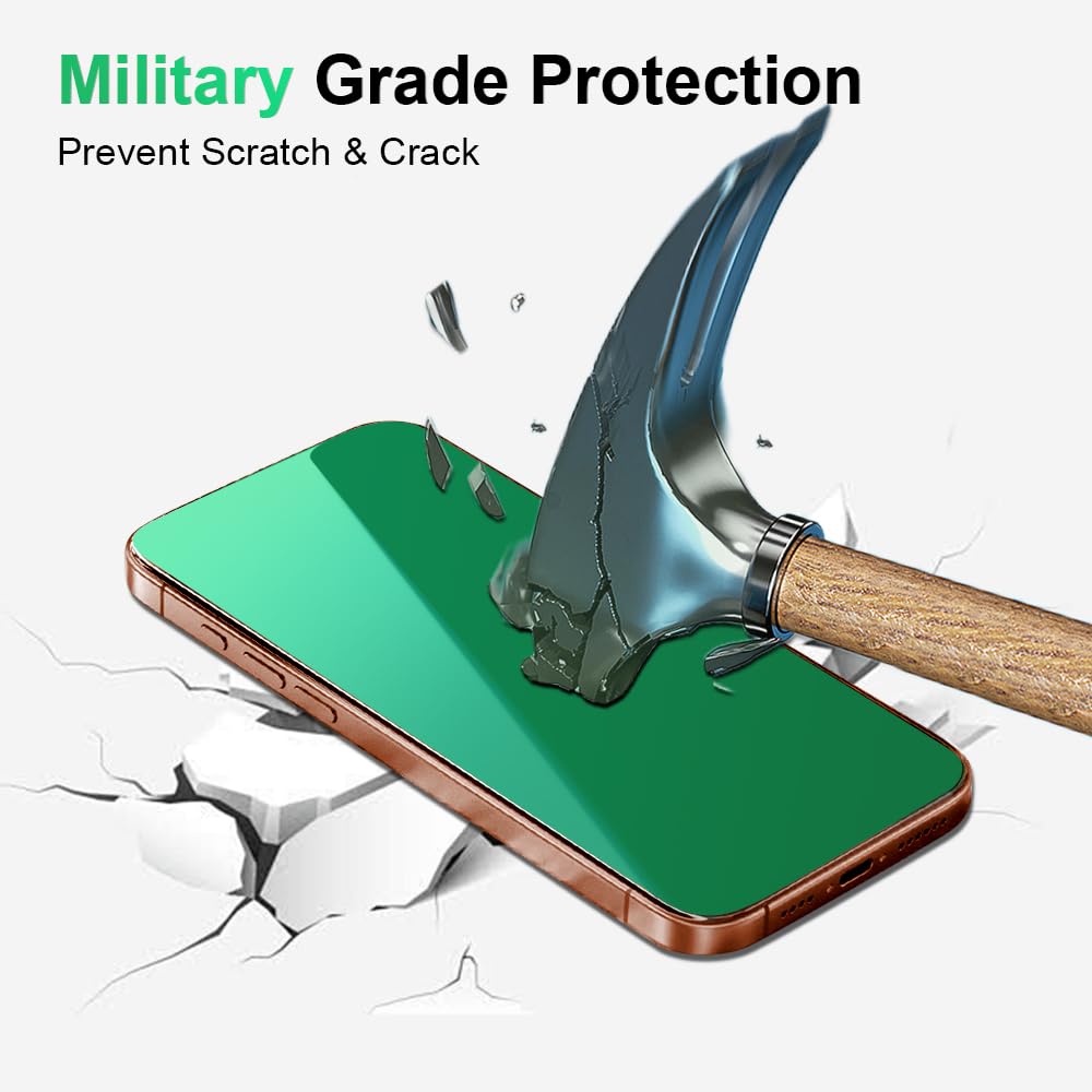 iPhone 17 Privacy Screen Protector — Anti-Spy Tempered Glass, Anti-Blue Light, No Bubble, Gradient Green