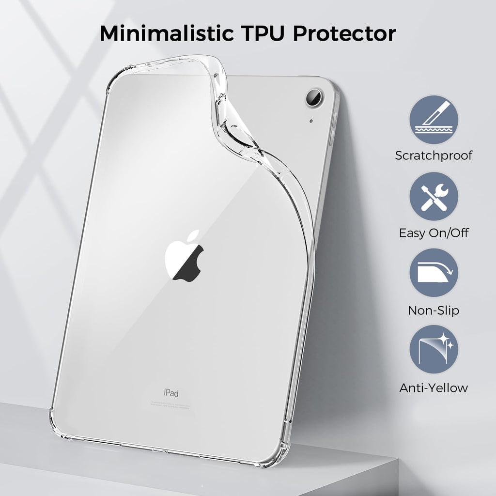iPad 11th Gen 2025 & 10th Gen Clear Case — Slim Shockproof Transparent TPU Cover for iPad A16 11" & iPad 10.9"