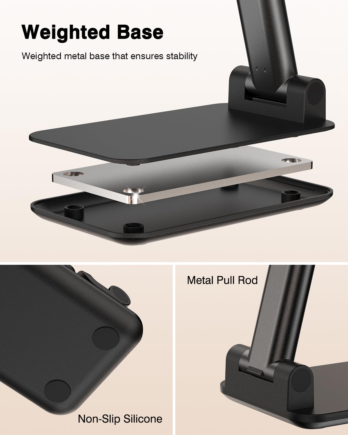 Adjustable Foldable Phone Stand for Desk — Universal Portable Cell Phone Holder for iPhone, Samsung & Nintendo Switch, Office & Home