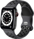 Apple Watch Silicone Sport Band Black — Soft Breathable Strap for Series 3-11, SE & Ultra 38mm-49mm