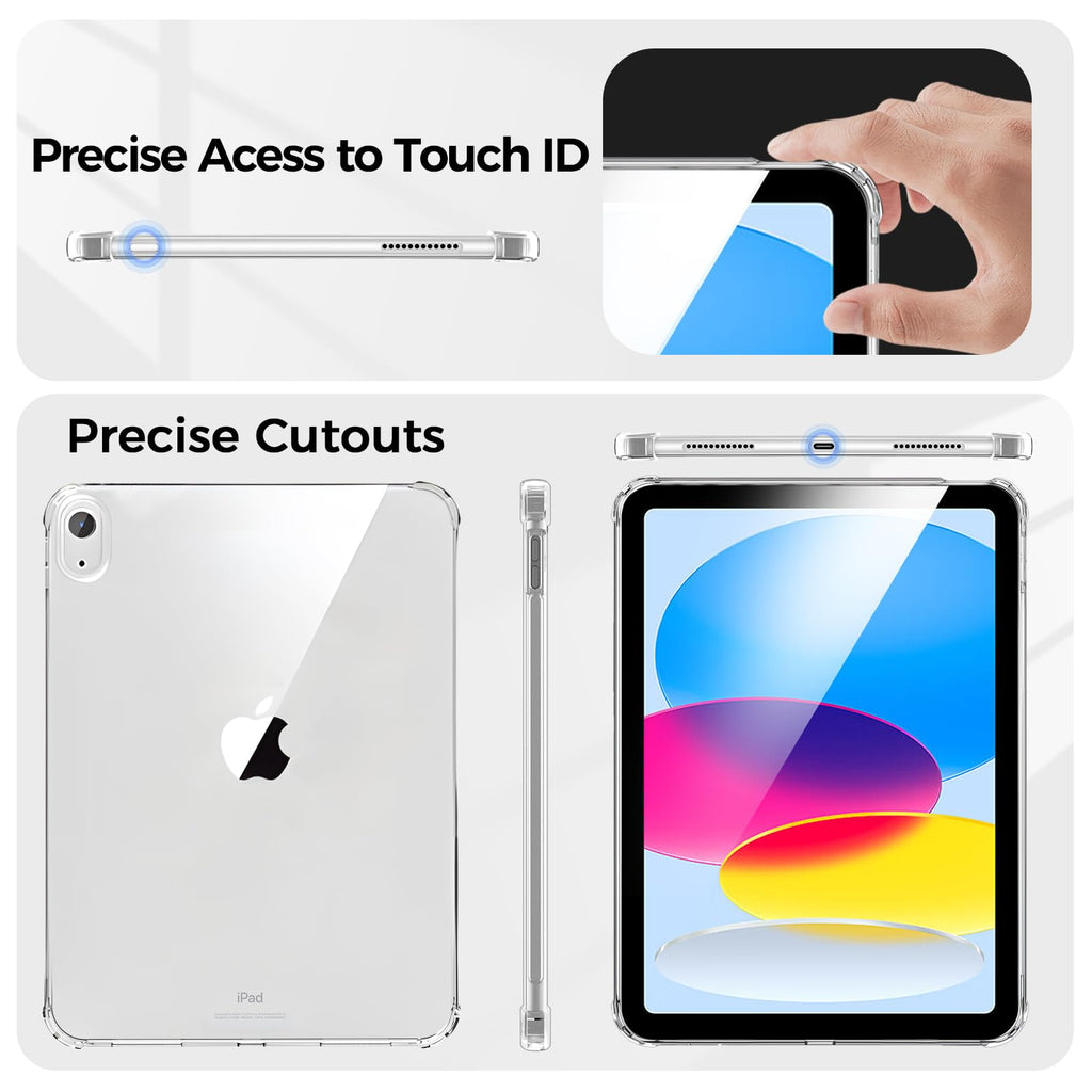 iPad 11th Gen 2025 & 10th Gen Clear Case — Slim Shockproof Transparent TPU Cover for iPad A16 11" & iPad 10.9"