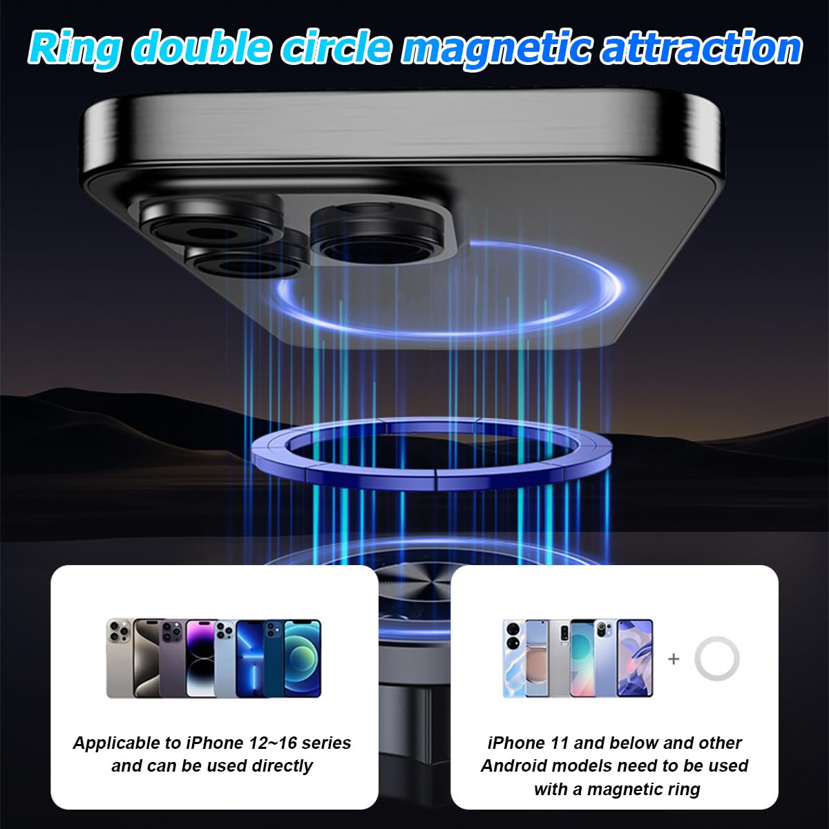 360° Magnetic Car Mount Phone Holder — Hands-Free Air Vent Clip with Iron-Grip Magnet, No-Wobble Secure Fit for All Phones, SUVs, Sedans & Trucks — Black/White