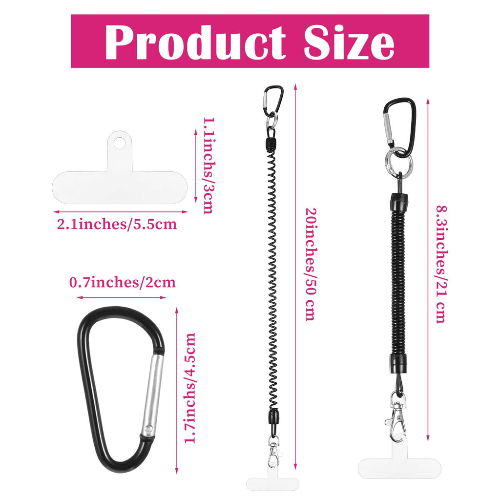 Phone Tether Lanyard 2 Pack — Stretchy Retractable Anti-Drop Anti-Theft Spring Strap with 4 Tether Tab Patches, Universal Smartphone Safety Leash for Hiking, Travel & Outdoor Activities