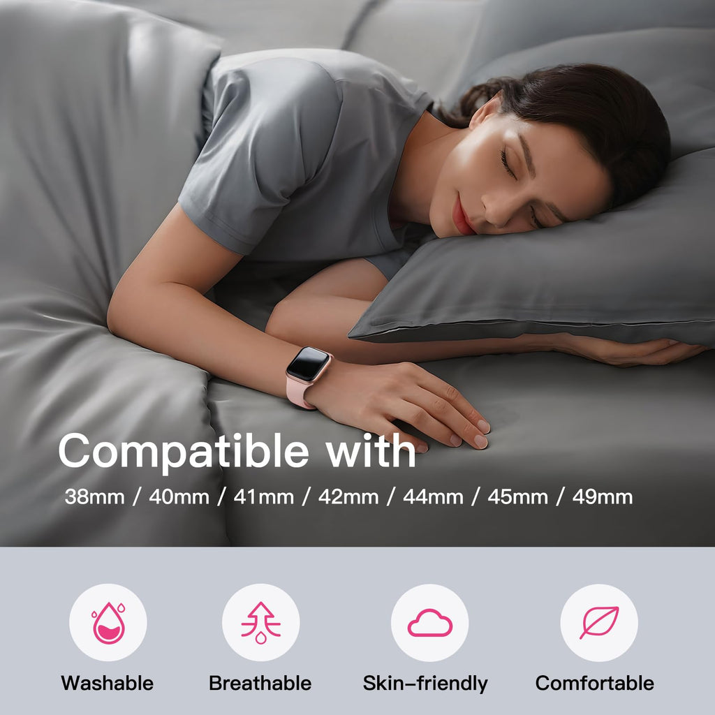 Apple Watch Sport Silicone Band — Waterproof Soft Replacement Strap for Series 1-9, SE & Ultra 38mm-49mm