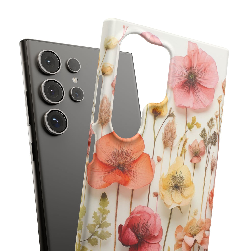 Pink Floral Pressed Flowers - Slim Case