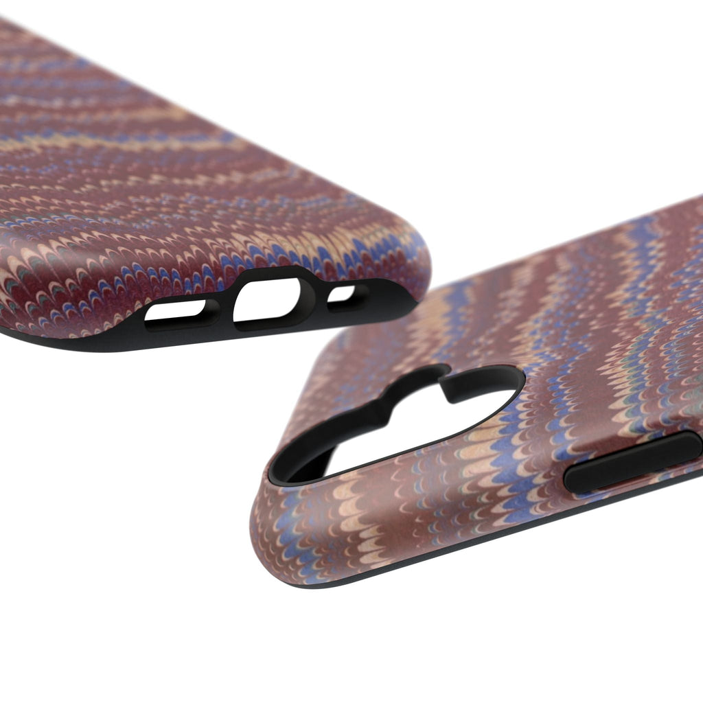 Burgundy and Blue Hues Italian Vintage Marble Design Phone Case for Apple + Samsung