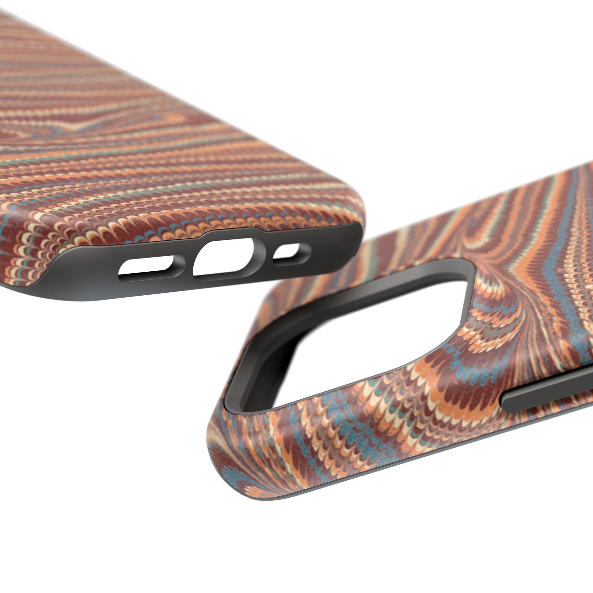 Neutrals Burgundy, Beige, Rust Hues Italian Vintage Marble Design Phone Case for Apple + Samsung