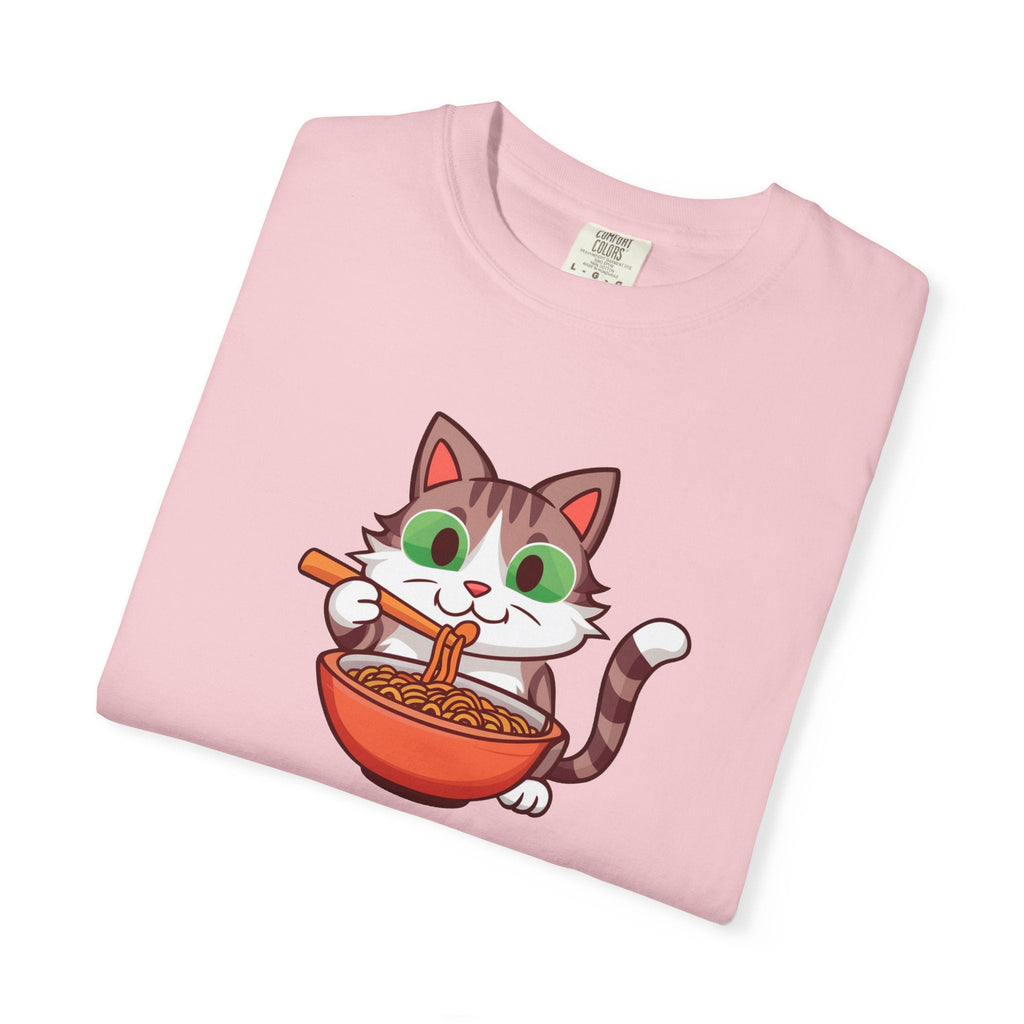 Cat Slurping Noodles Tee - Purr-fectly Cozy Cotton - DipaliZ