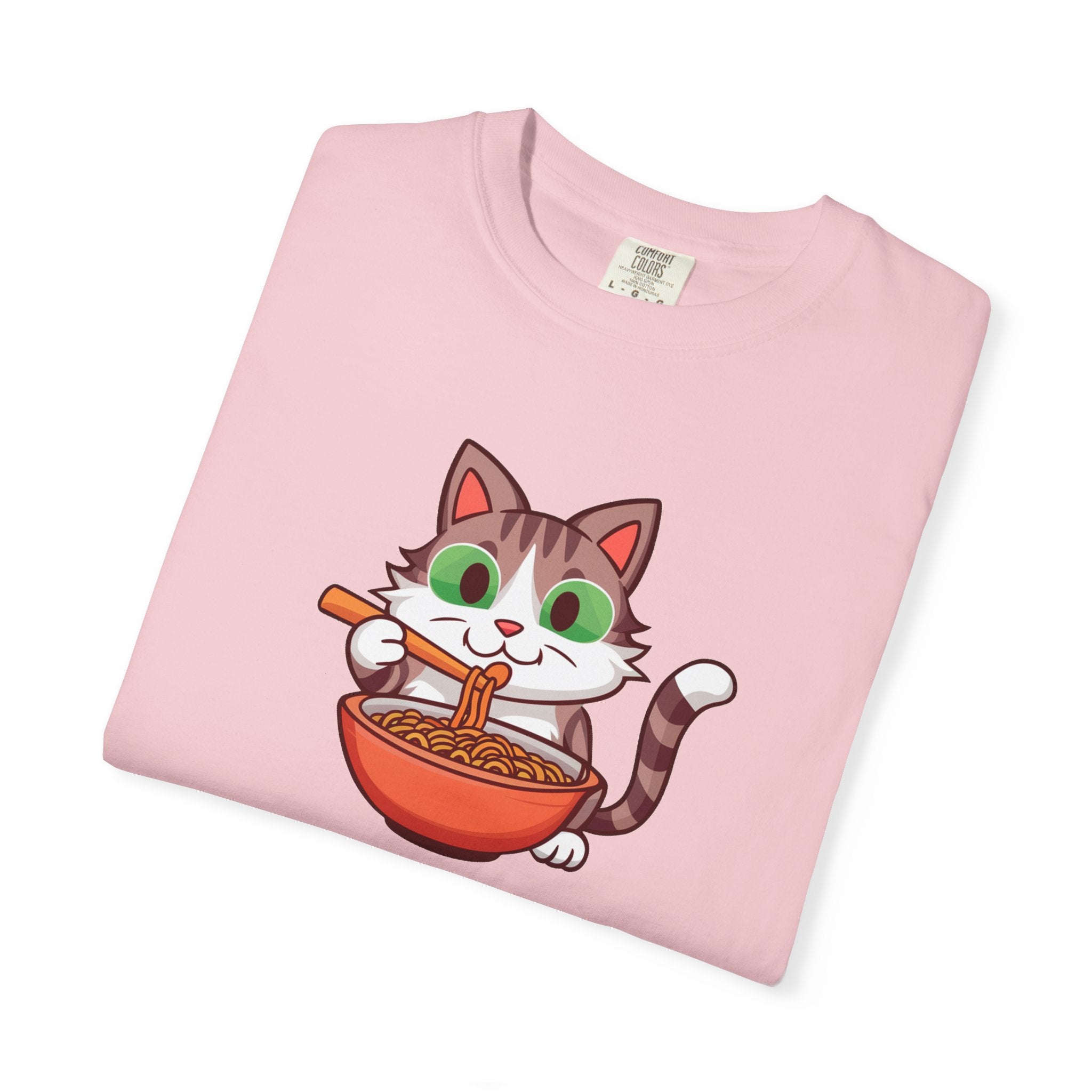 Cat Slurping Noodles Tee - Purr-fectly Cozy Cotton - DipaliZ