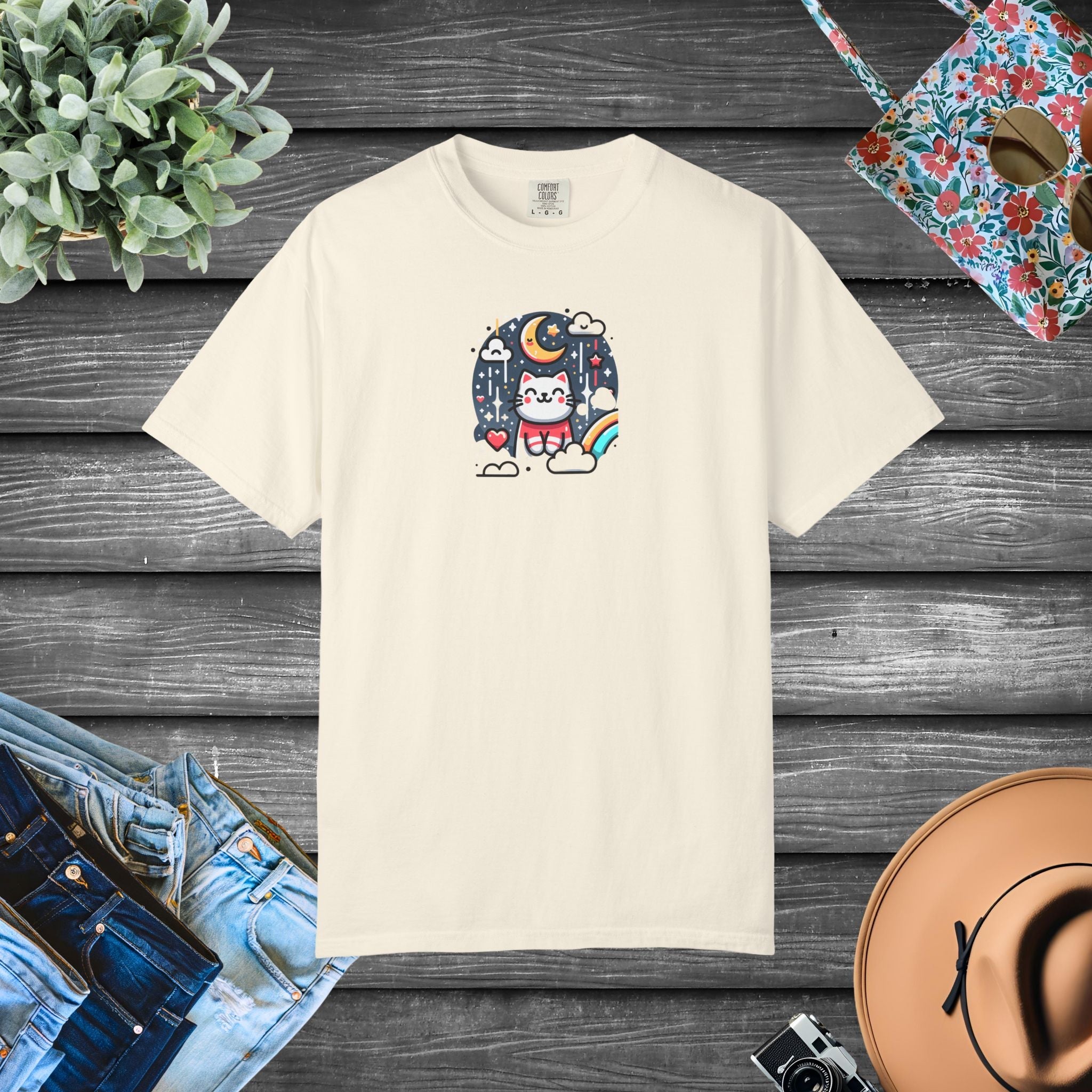 Adorable Cat Unisex Garment-Dyed T-Shirt - Ring-Spun Cotton - DipaliZ
