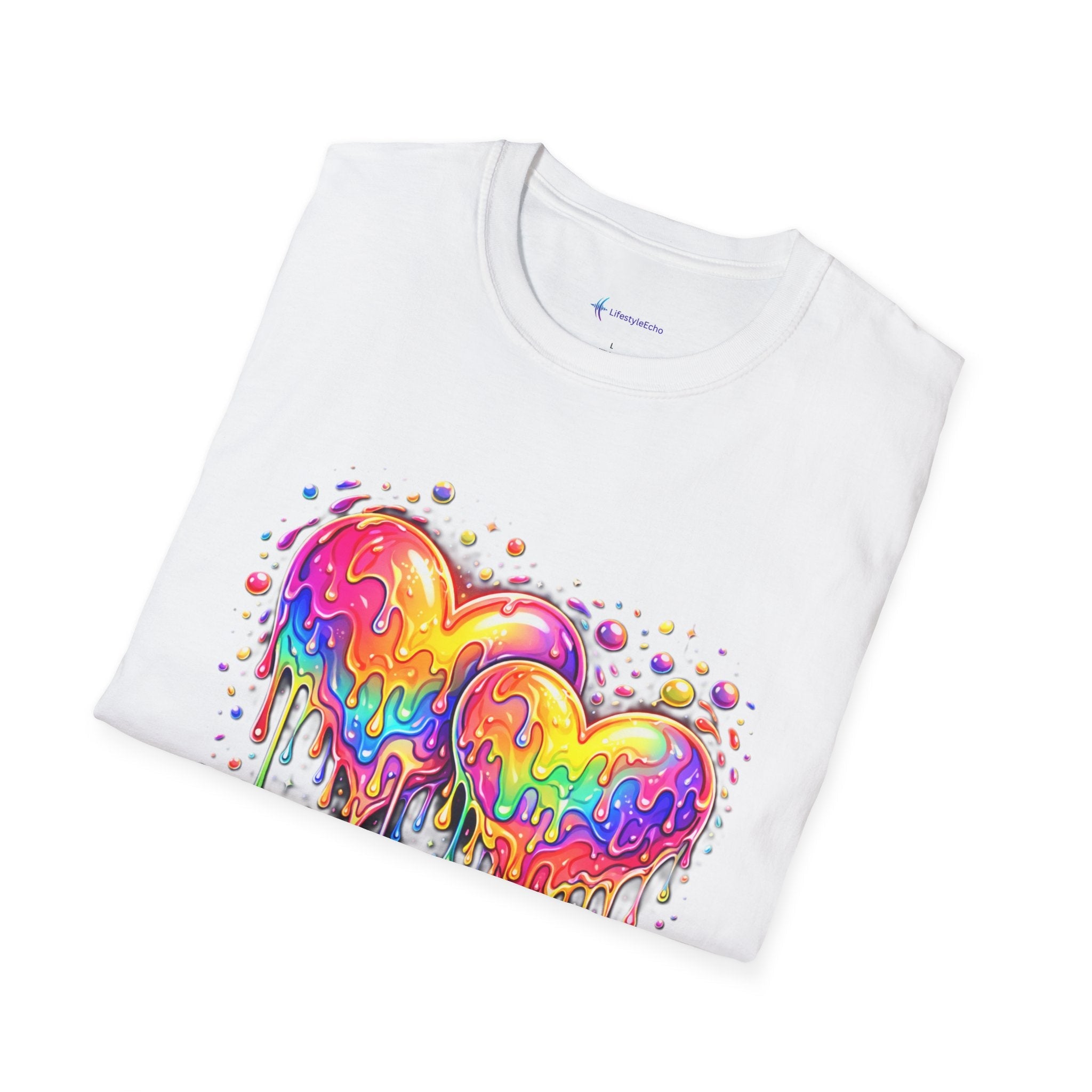 Melting Hearts Tee - Vibrant Double Heart Graphic T-Shirt