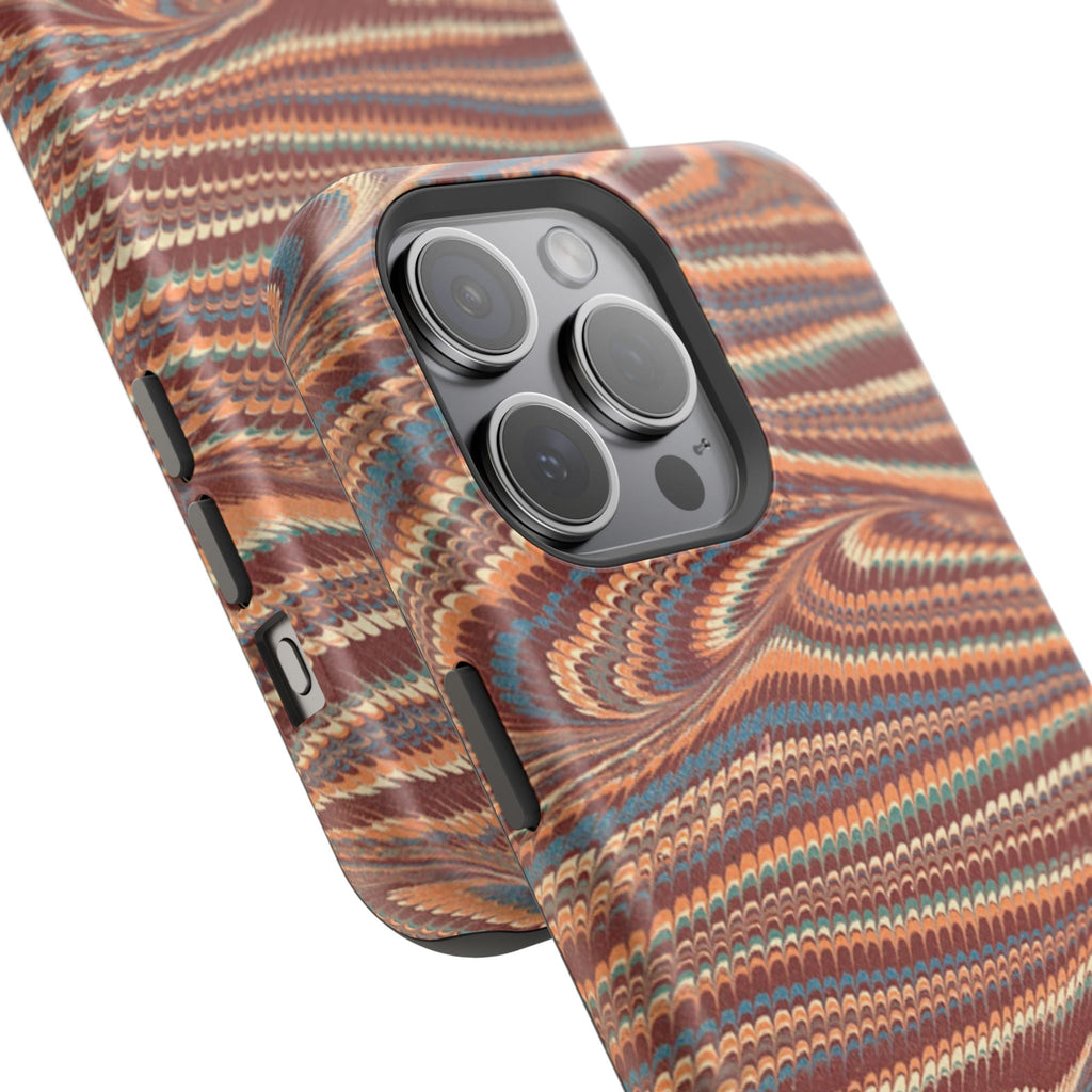 Neutrals Burgundy, Beige, Rust Hues Italian Vintage Marble Design Phone Case for Apple + Samsung