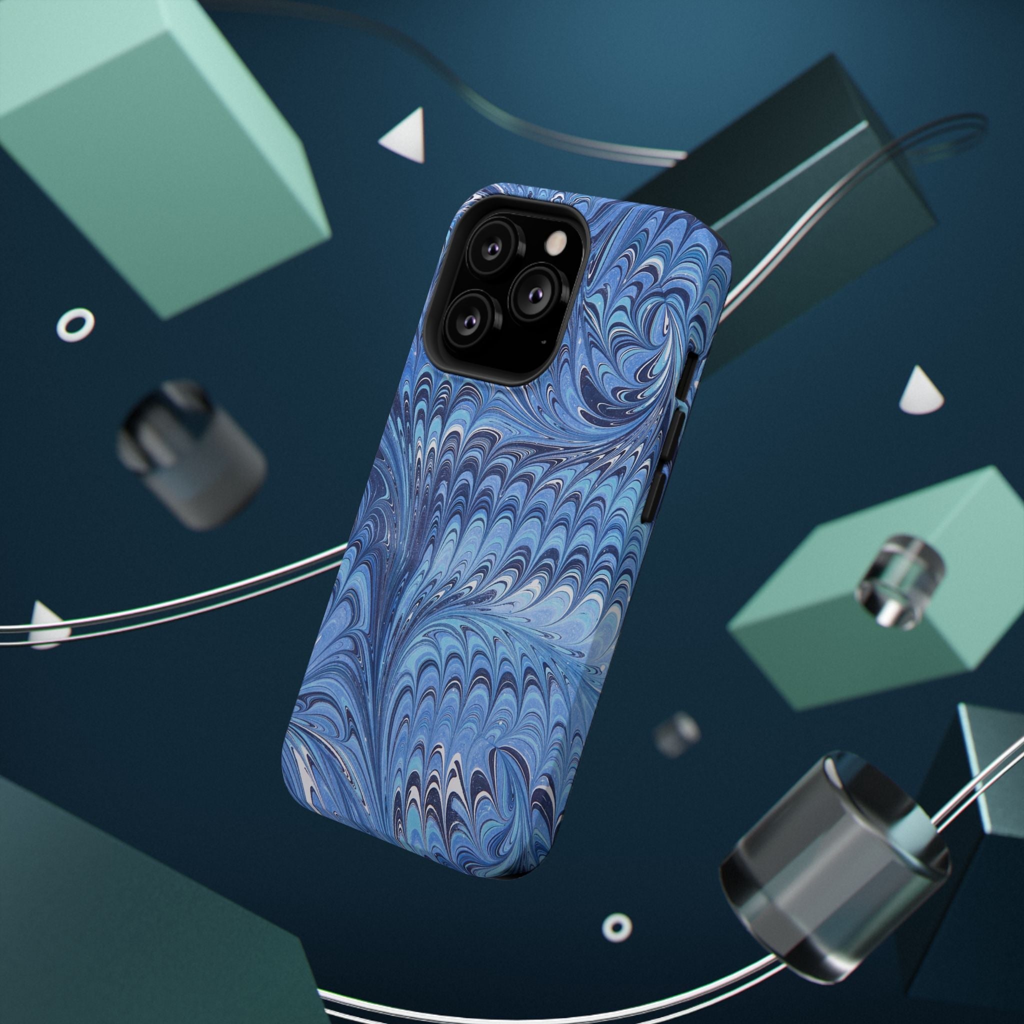Blue Marbled Swirl Phone Case - Dual Layer Case