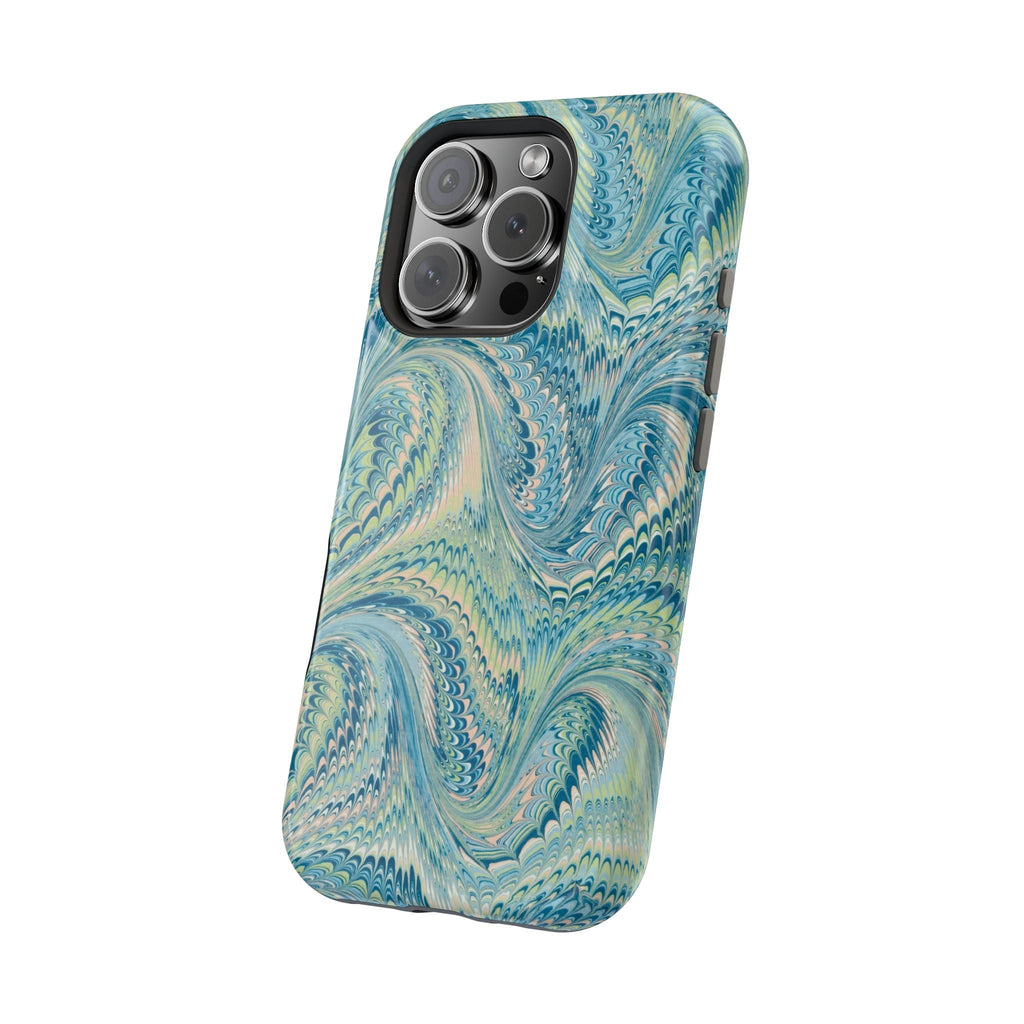 Aqua + Green Marble Phone Case - Impact-Resistant MAG SAFE - Dual Cover Design