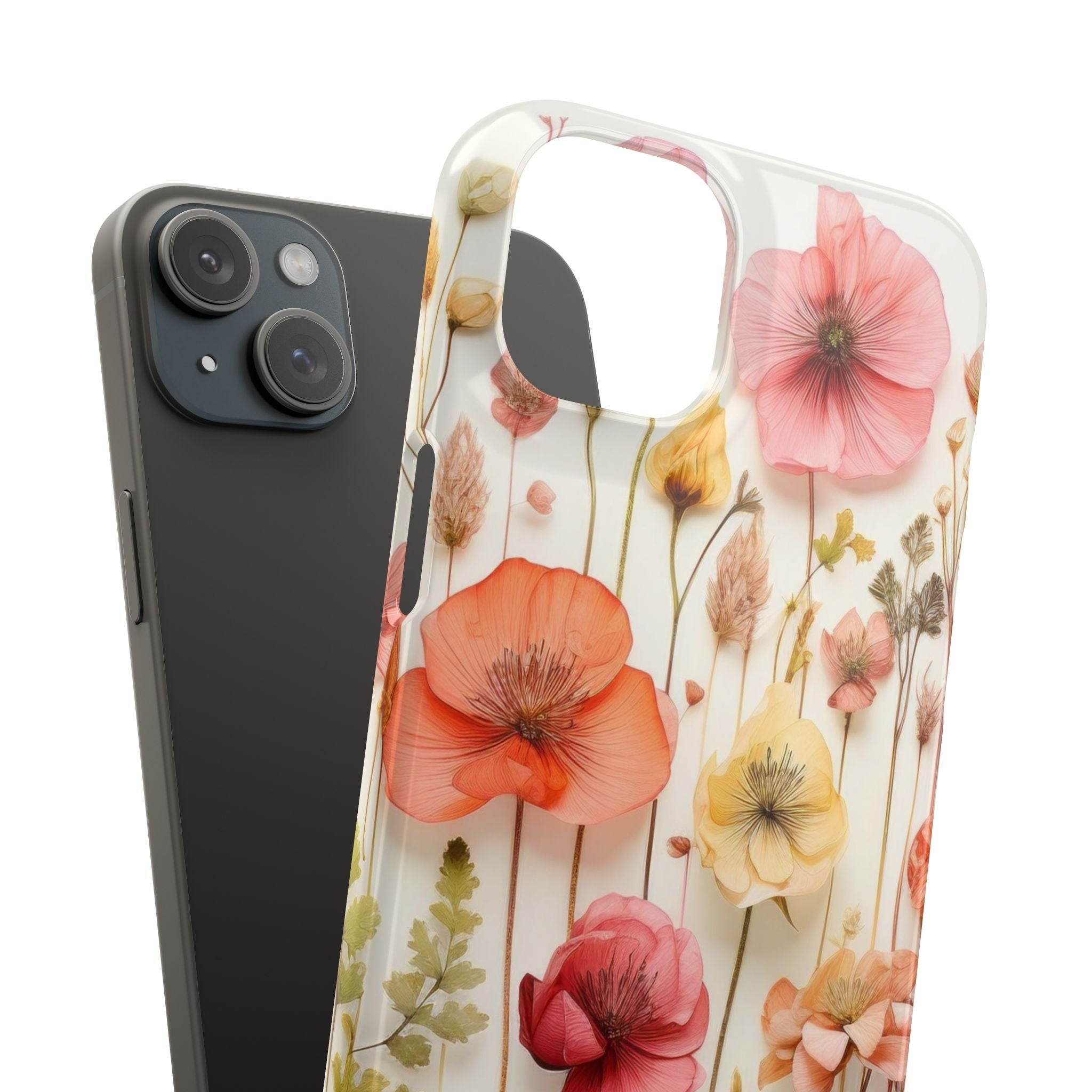 Pink Floral Pressed Flowers - Slim Case