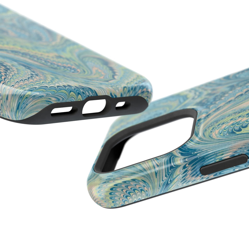 Aqua + Green Marble Phone Case - Impact-Resistant MAG SAFE - Dual Cover Design