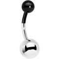 Black and Steel Tone Two Tone Belly Ring
