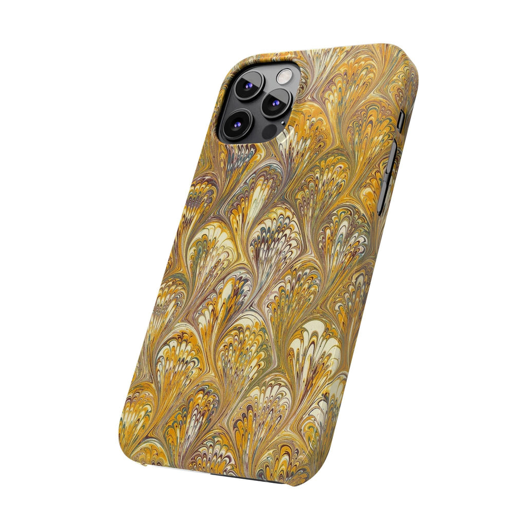 Golden Yelllow Hand-Marbled Florentine Italian Phone Case for iPhone 17 and all sizes