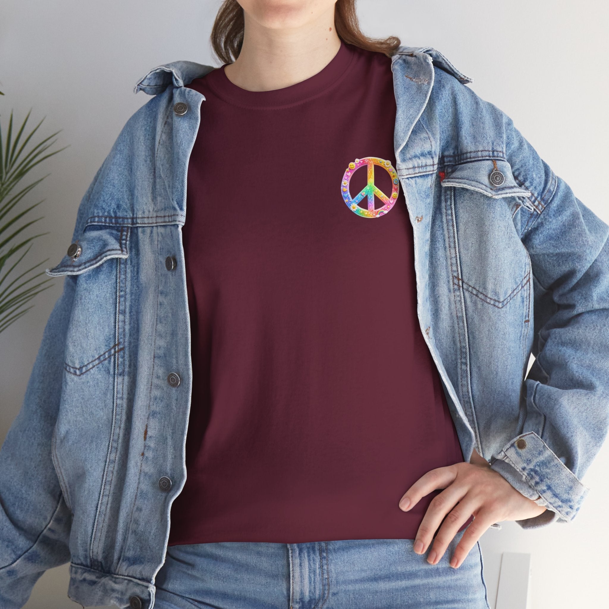Peace Sign T-Shirt — Rainbow Smiley Hippie Tee