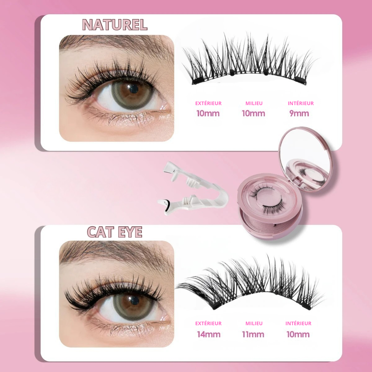 2 Pairs Magnetic Eyelash Natural Look Reusable Magnetic Eyelash Set with Applicator No Glue Needed