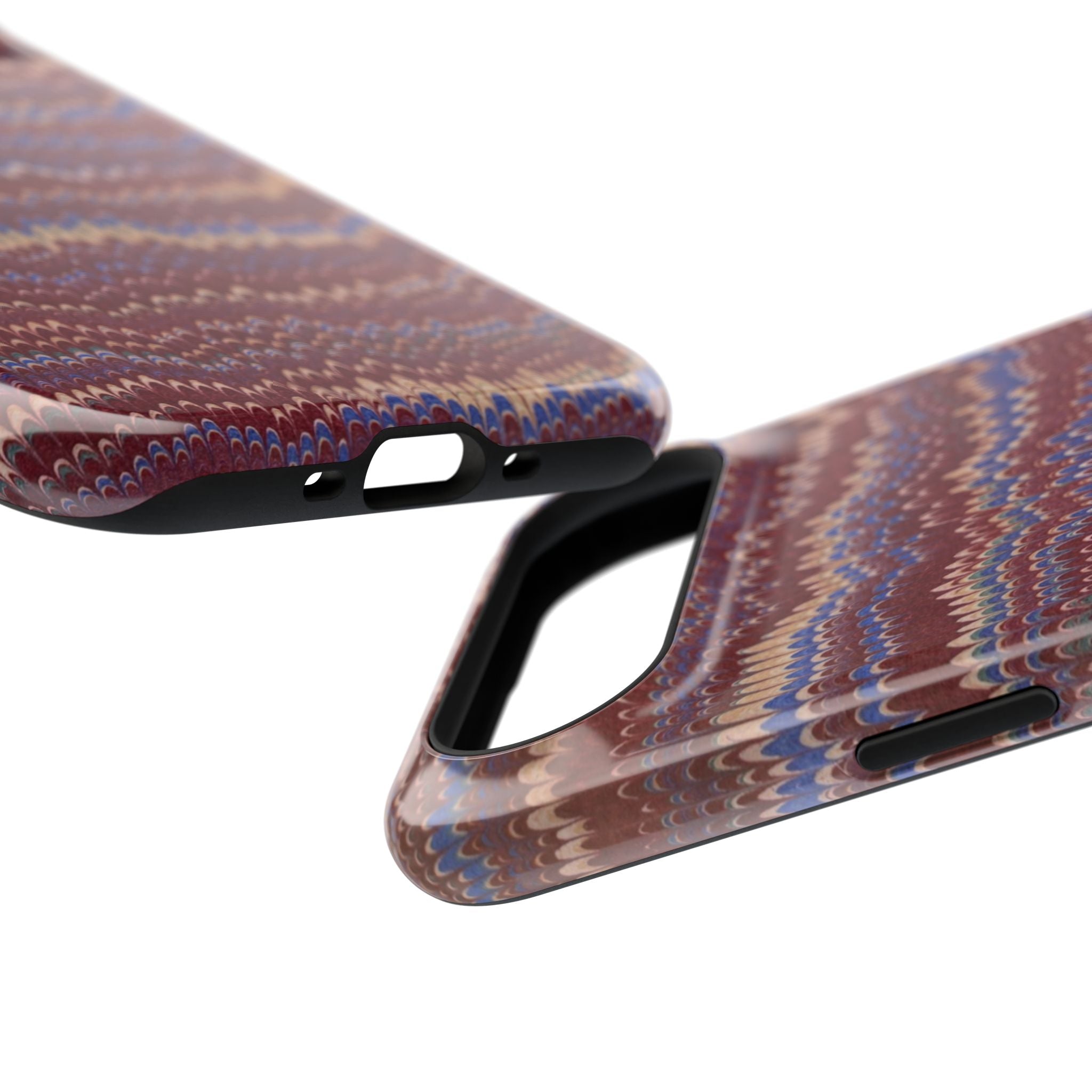Burgundy and Blue Hues Italian Vintage Marble Design Phone Case for Apple + Samsung