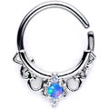 16G 3/8 Blue Synthetic Opal Filigree Seamless Circular Ring