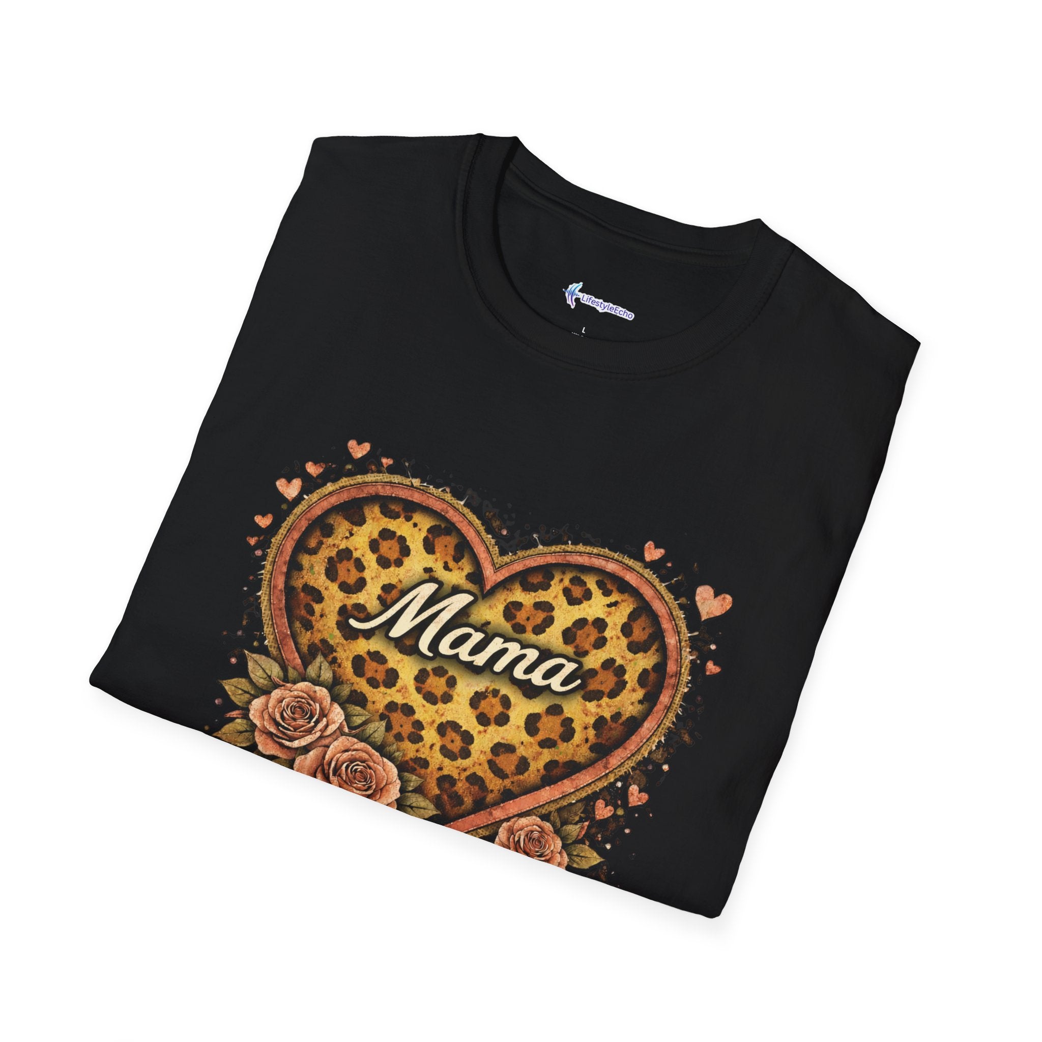 Mama Leopard Heart T-Shirt — Floral Vintage Mom Tee for Mother's Day