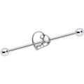 14G Clear Gem Valentines Day Heart Industrial Barbell 38mm