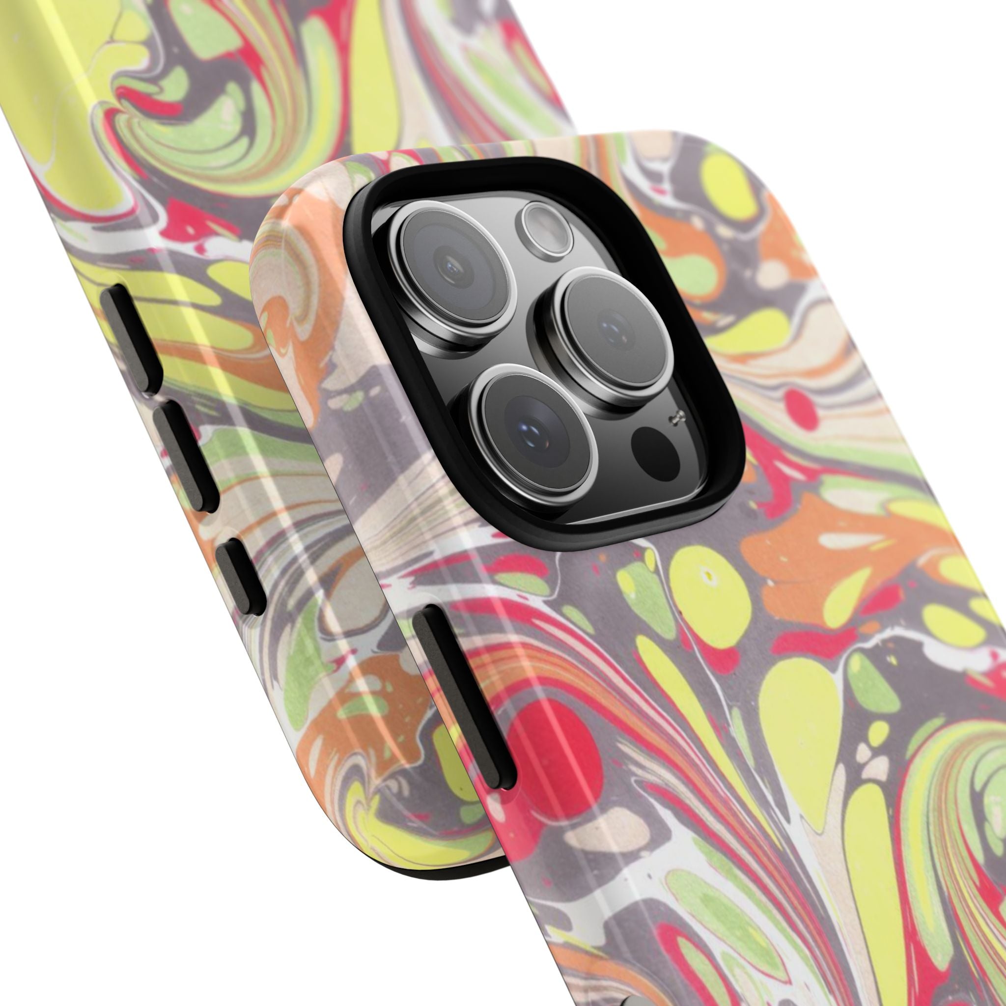 Yellow and Pink Swirl Marbled Italian Phone Case - Dual Layer - Matte or Glossy