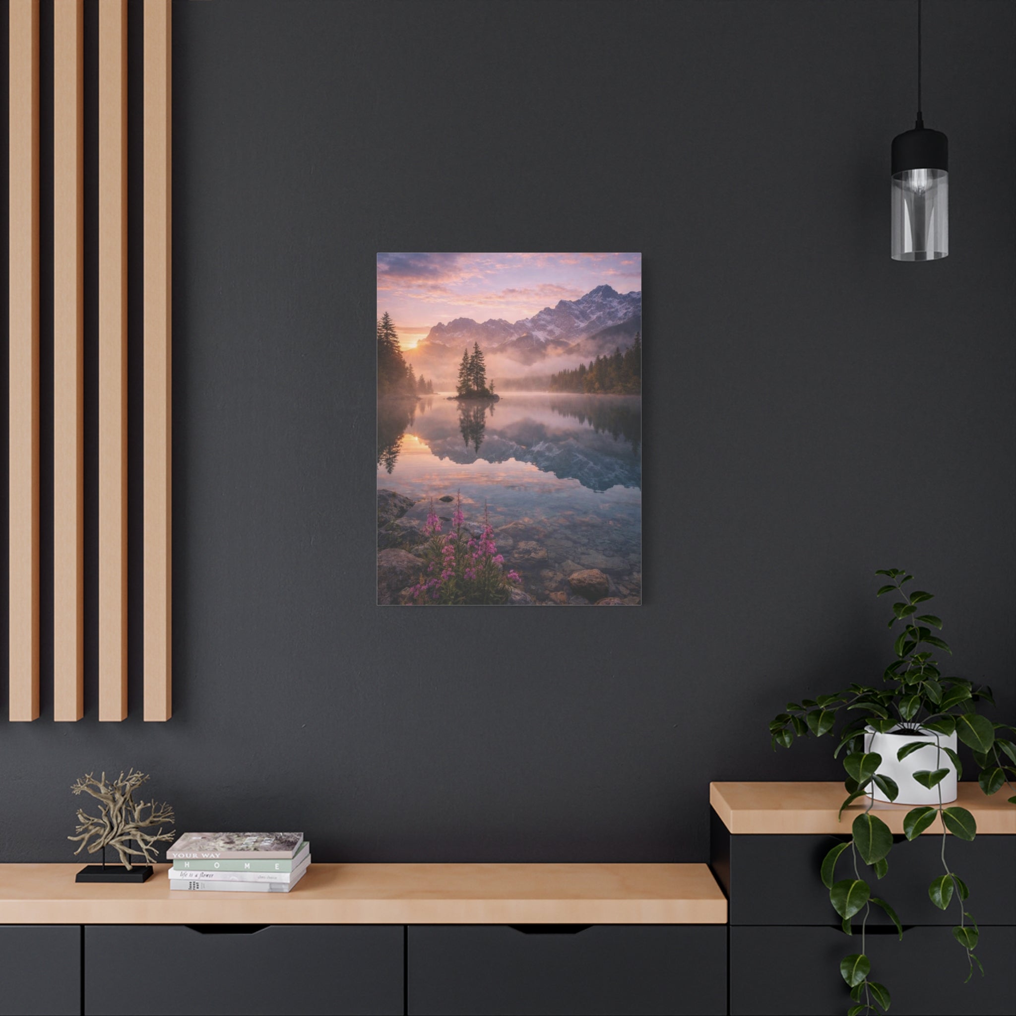 Sunrise Mountain Lake Matte Canvas Print