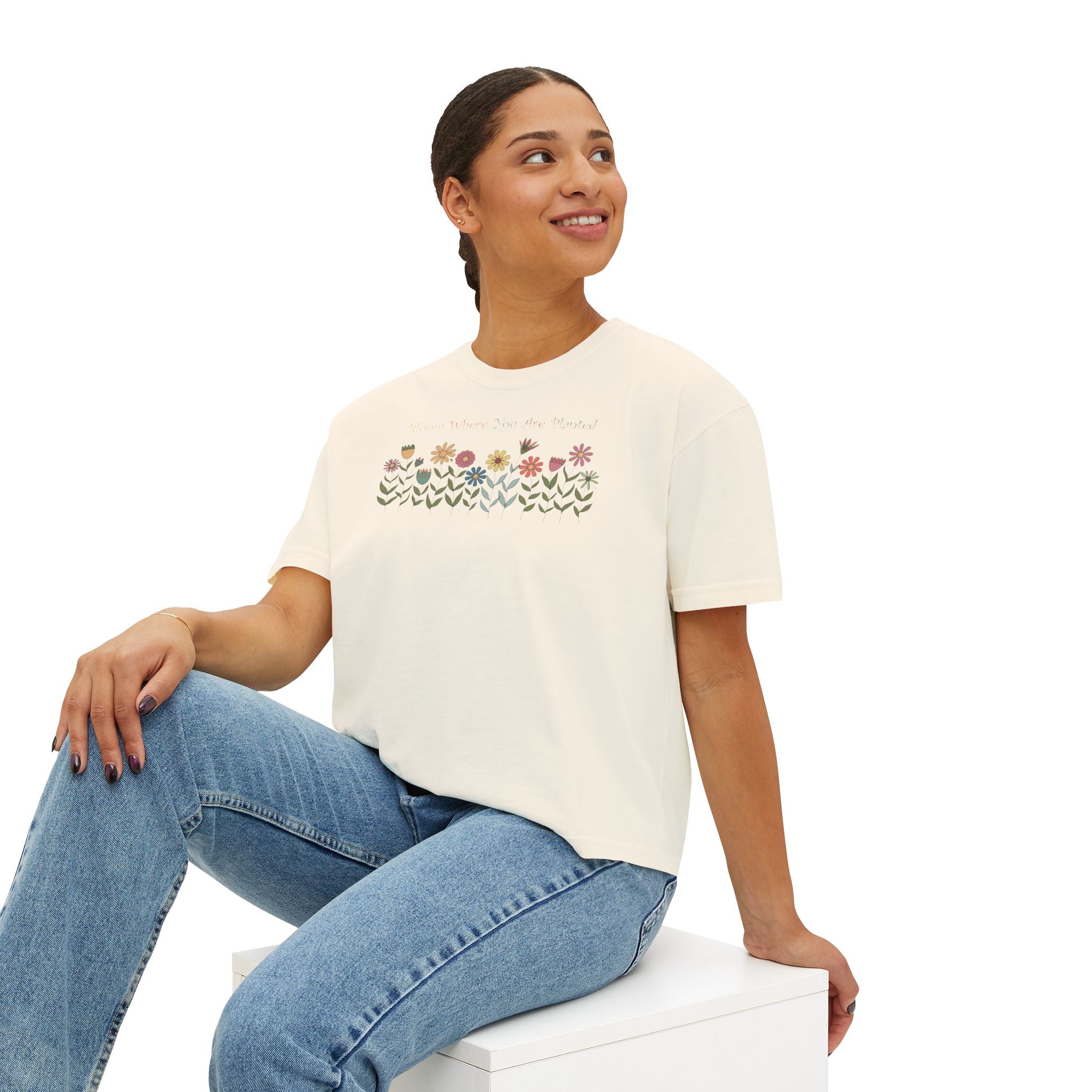 Wild Flowers Boxy Fit Tee - Ring Spun Comfort - DipaliZ