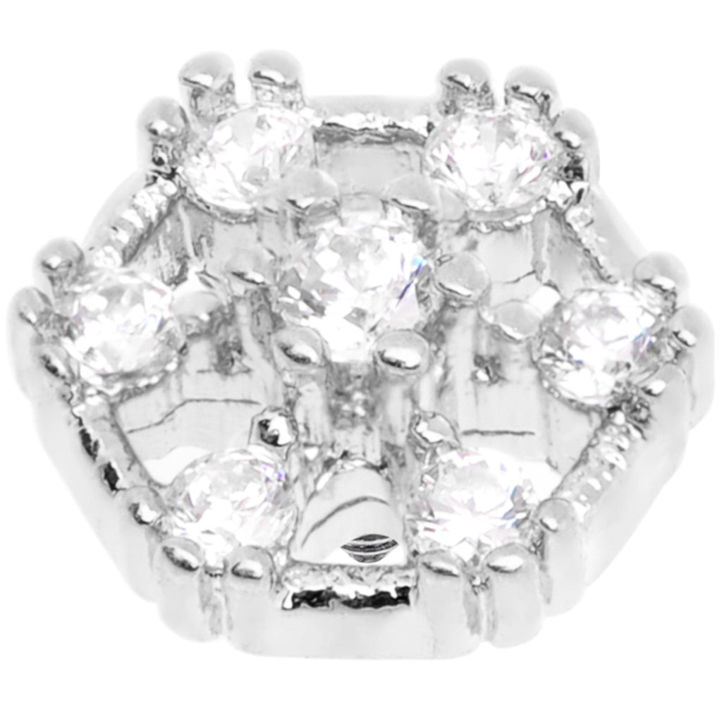 14G Clear Gem Externally Threaded Dermal Anchor Top