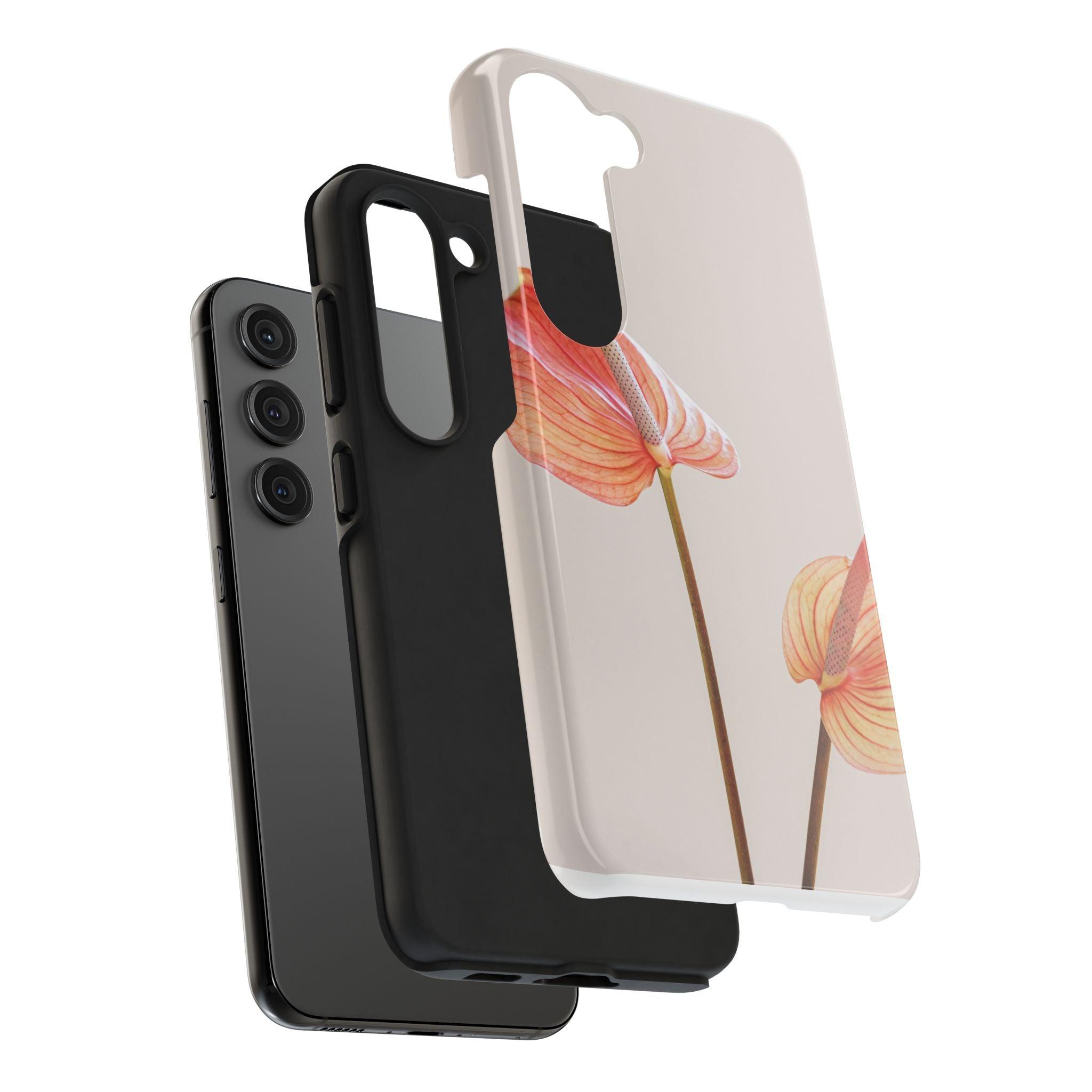 Orange Flower with Leaves Tough Phone Cases