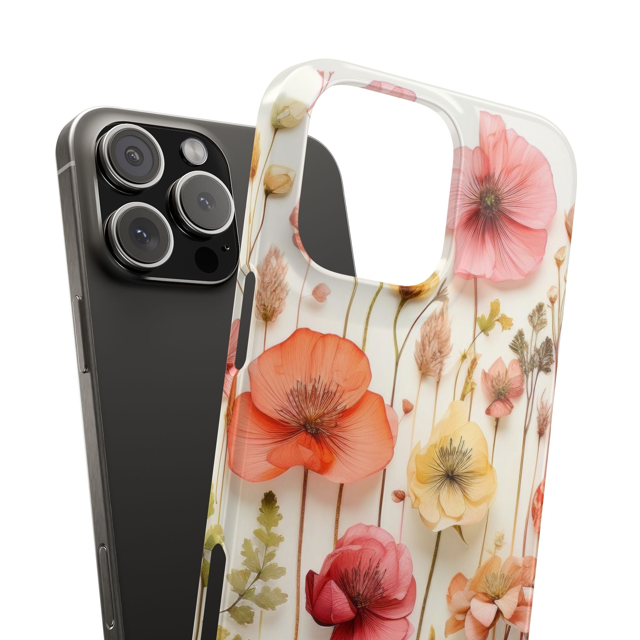 Pink Floral Pressed Flowers - Slim Case