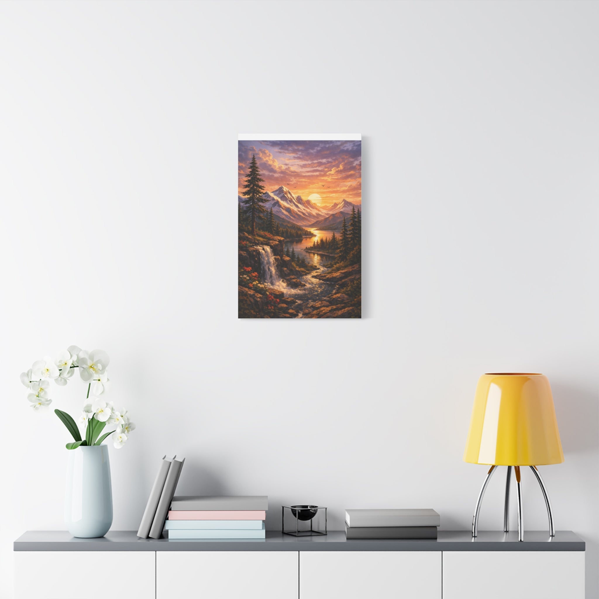 Sunset Mountain Landscape Canvas Print — Stretched Matte Wall Art