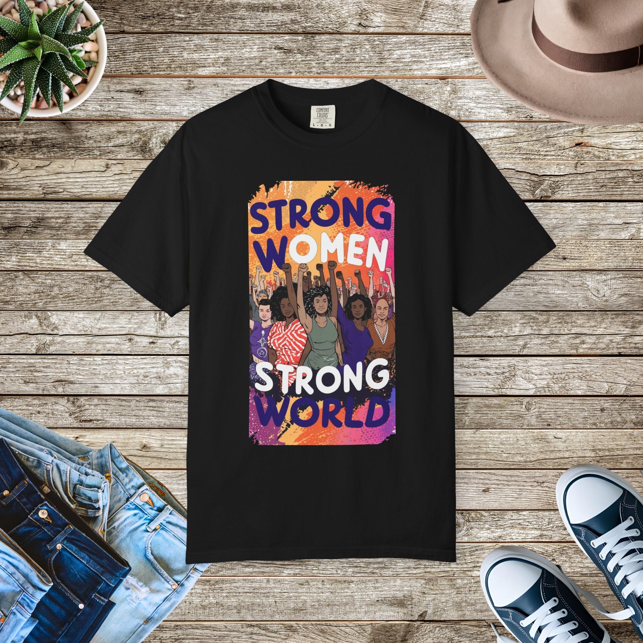 Strong Women Strong World Cotton Tee - Unisex Comfort - DipaliZ