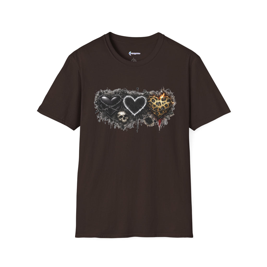 Grungy Hearts and Skulls Graphic T-Shirt