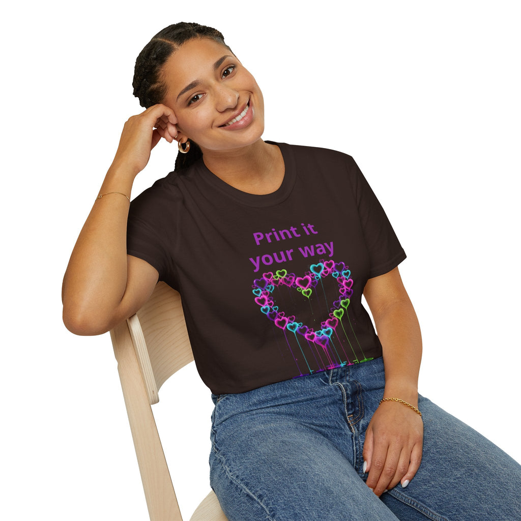 Print It Your Way Heart T-Shirt — Colorful Drip Heart Graphic Tee