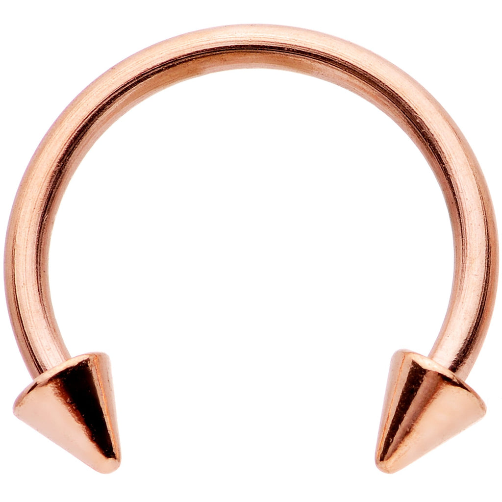 16G 3/8 Clear Gem Rose Gold Tone Hinged Circular Ring Set