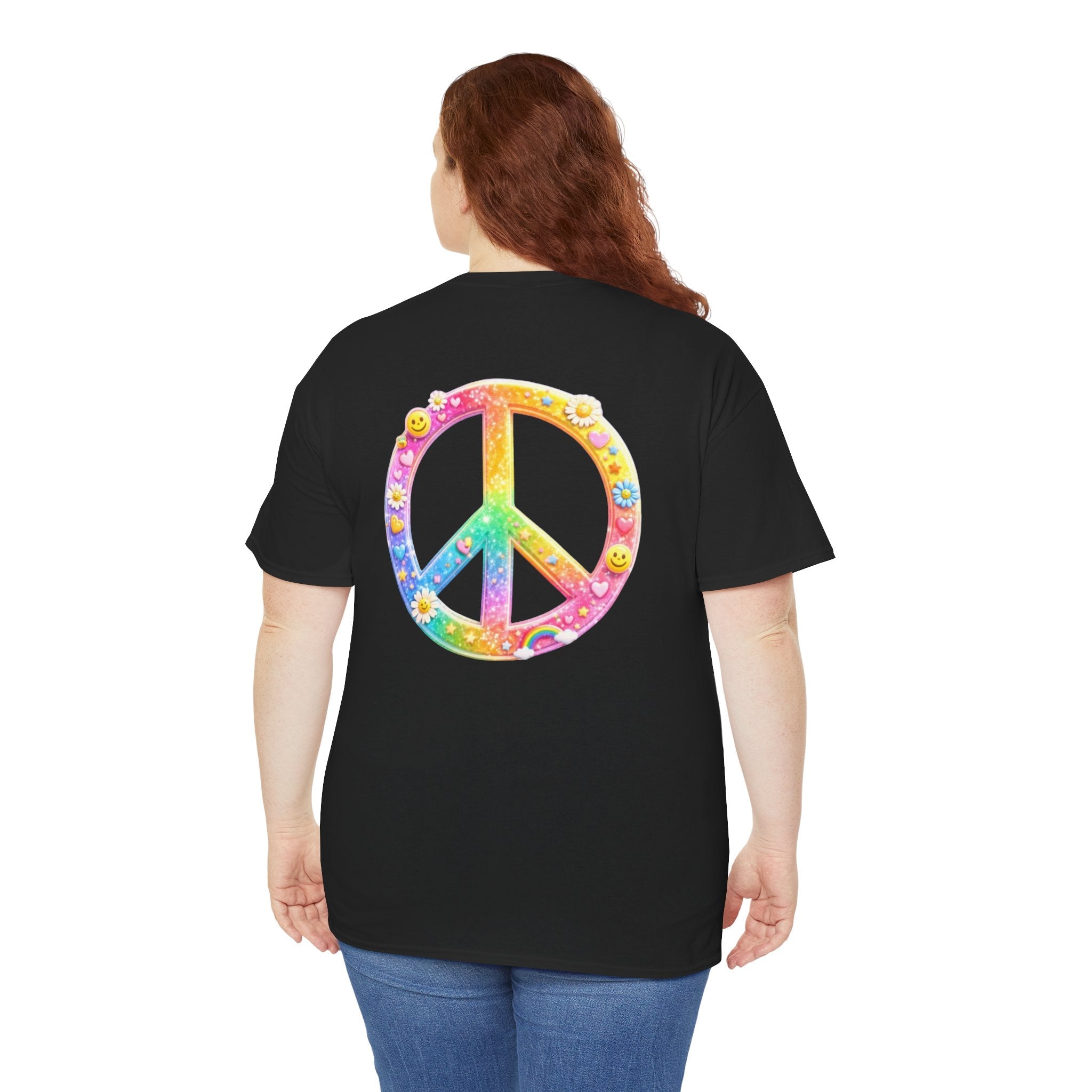 Peace Sign T-Shirt — Rainbow Smiley Hippie Tee
