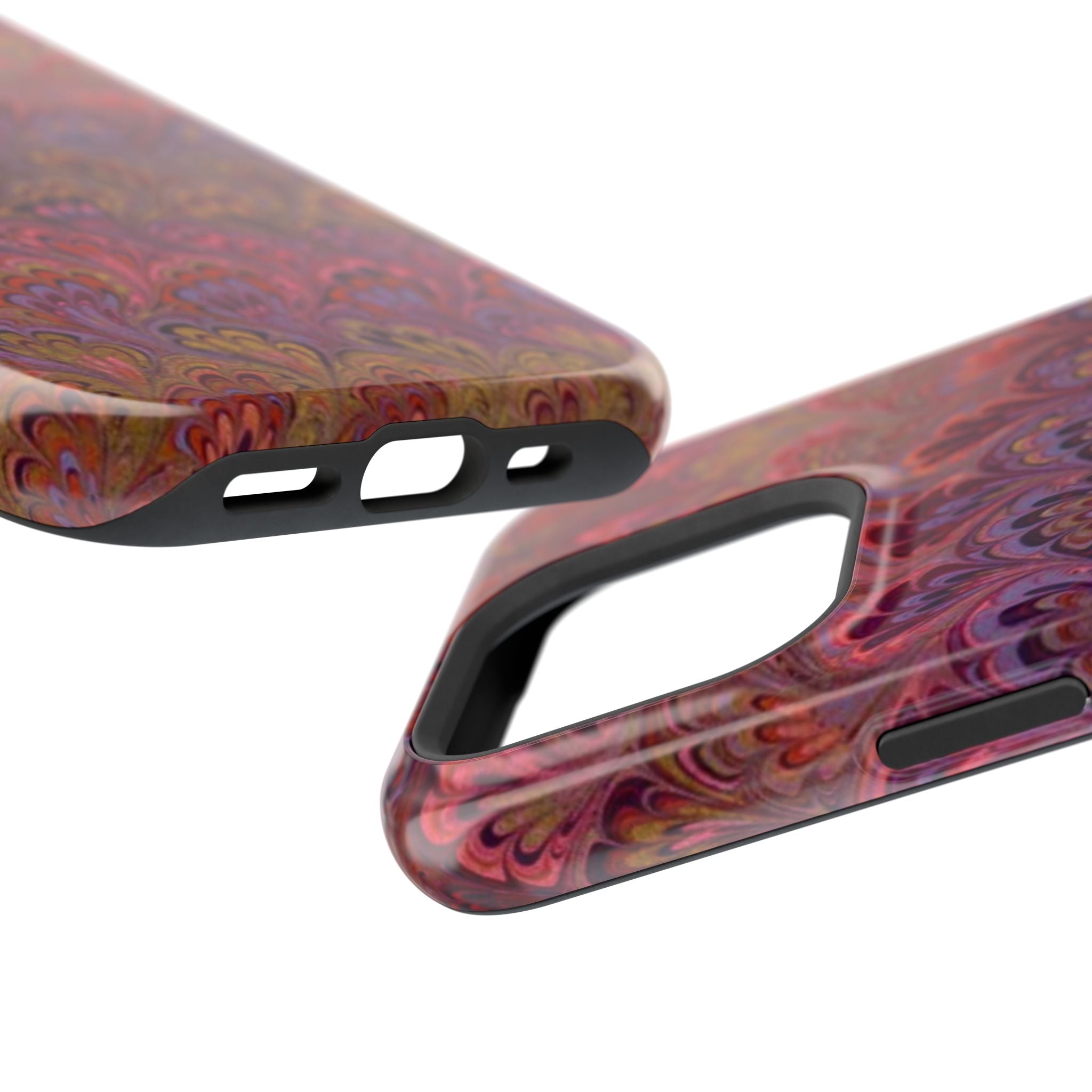 Red, Burgundy, Lavender Italian Peacock Feather Design Phone Case