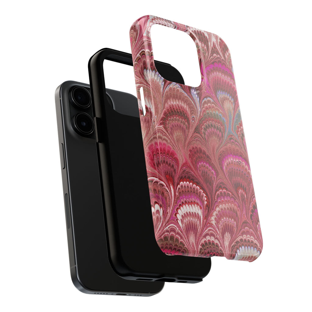 Pink Peacock Marble Italian Tough Phone Case — Durable Marbled Phone Case