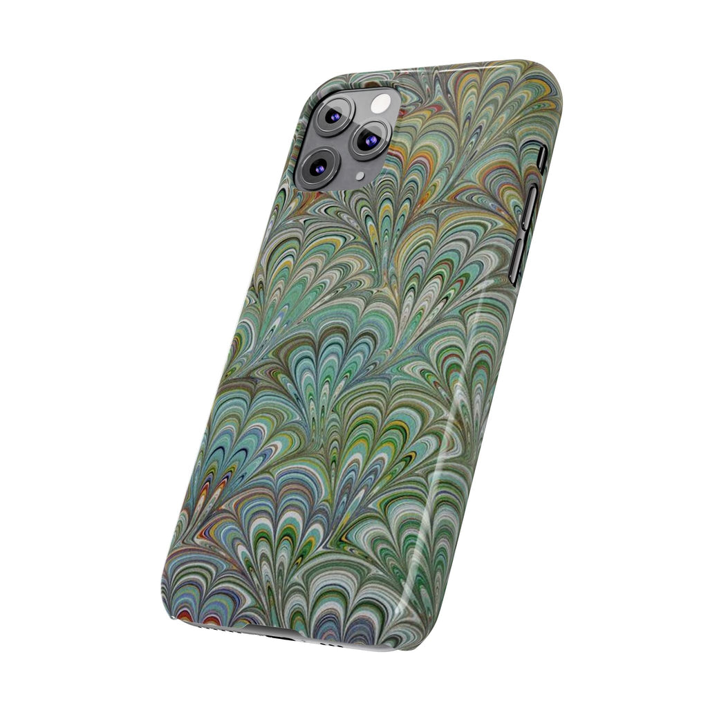 Deep Green Peacock Italian Marbled Design, Italy Feather Phone Case