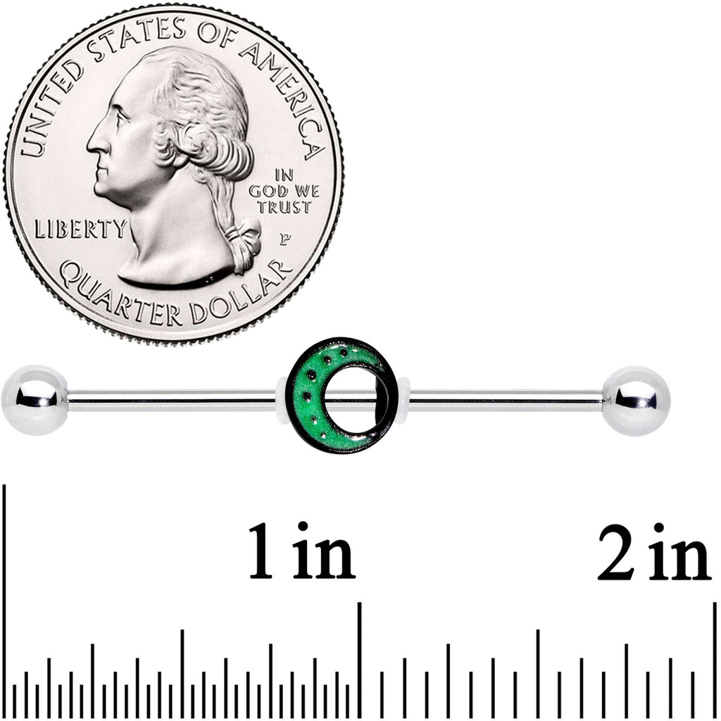14G Glow in the Dark Crescent Moon Industrial Barbell 38mm