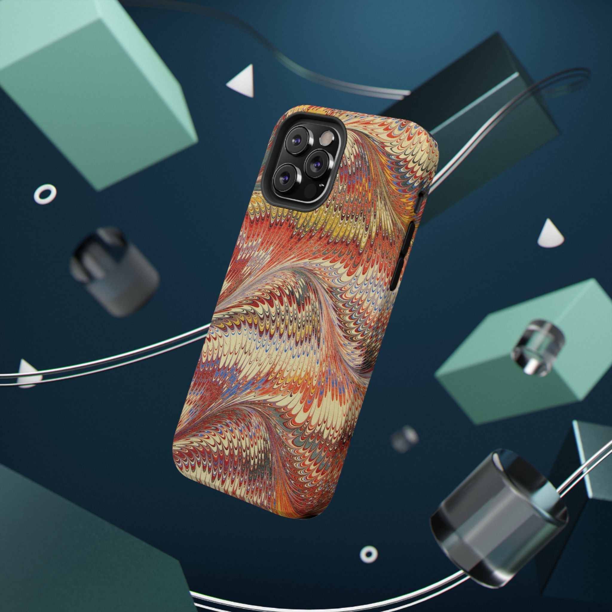 Rust and Gold Italian Vintage Marble Design Durable Phone Case for Apple + Samsung