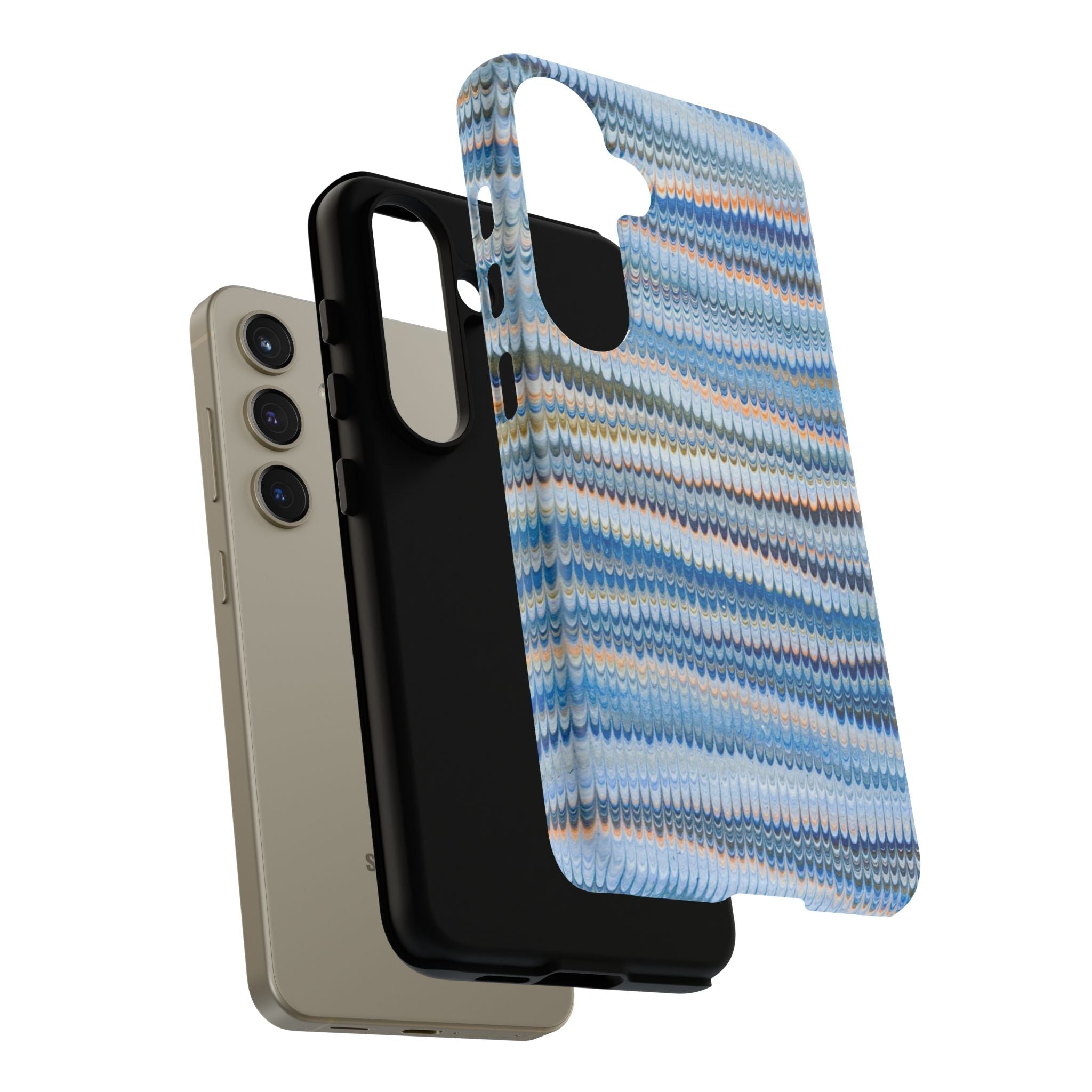 Blue Marbled Phone Cases iPhone 16 + Samsung + Apple + Google - all models, Vintage Marbled Design - Tough Cases