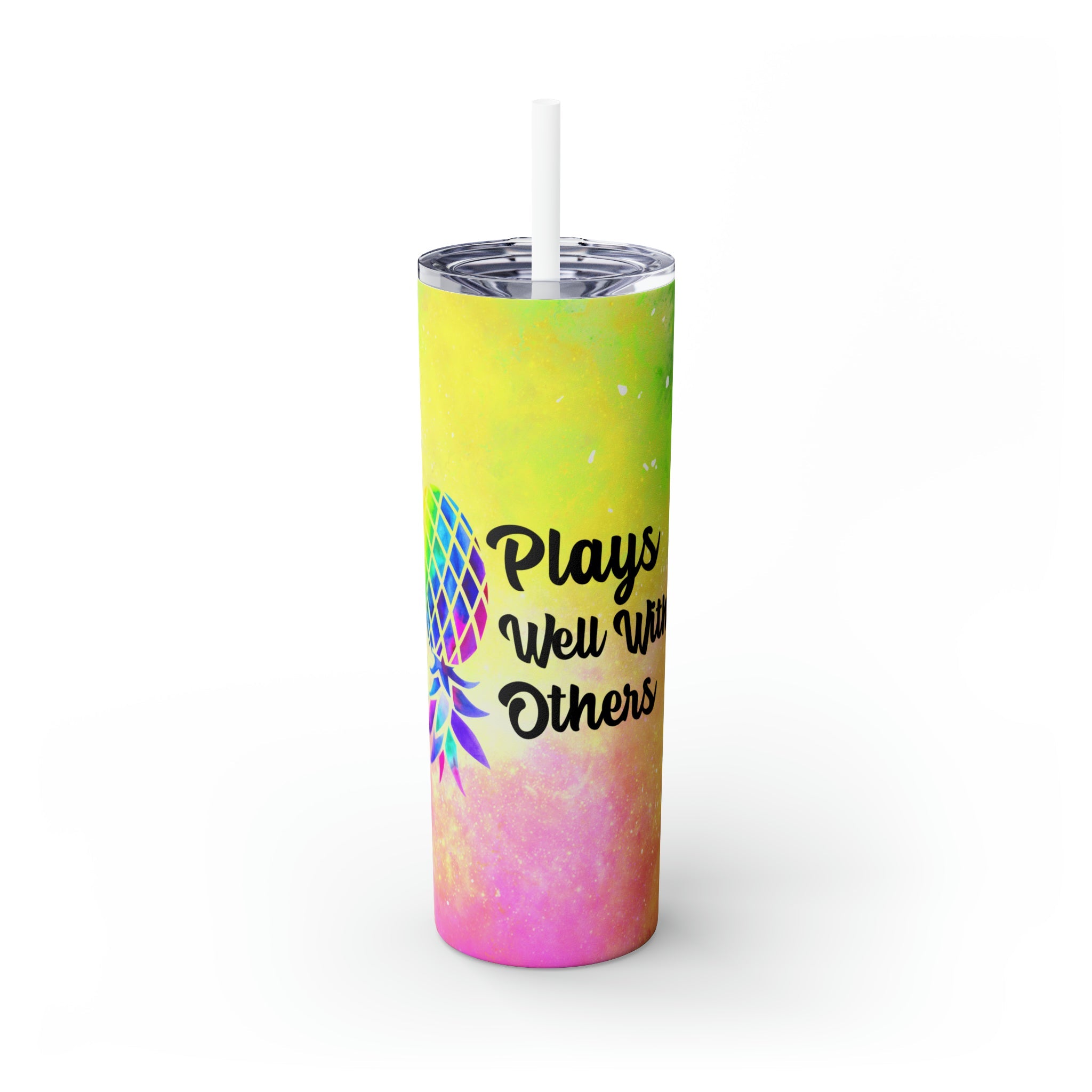Plays Well With Others Skinny Tumbler with Straw, 20oz